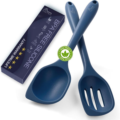 2-Pack 12.5 inch Silicone Cooking Spoon Spatula, Classic Blue