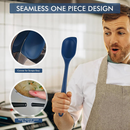 2-Pack 12.5 inch Silicone Cooking Spoon Spatula, Classic Blue