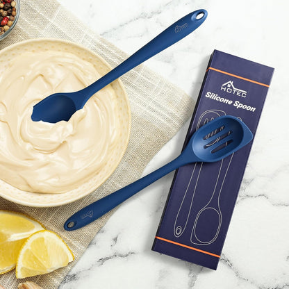 2-Pack 12.5 inch Silicone Cooking Spoon Spatula, Classic Blue