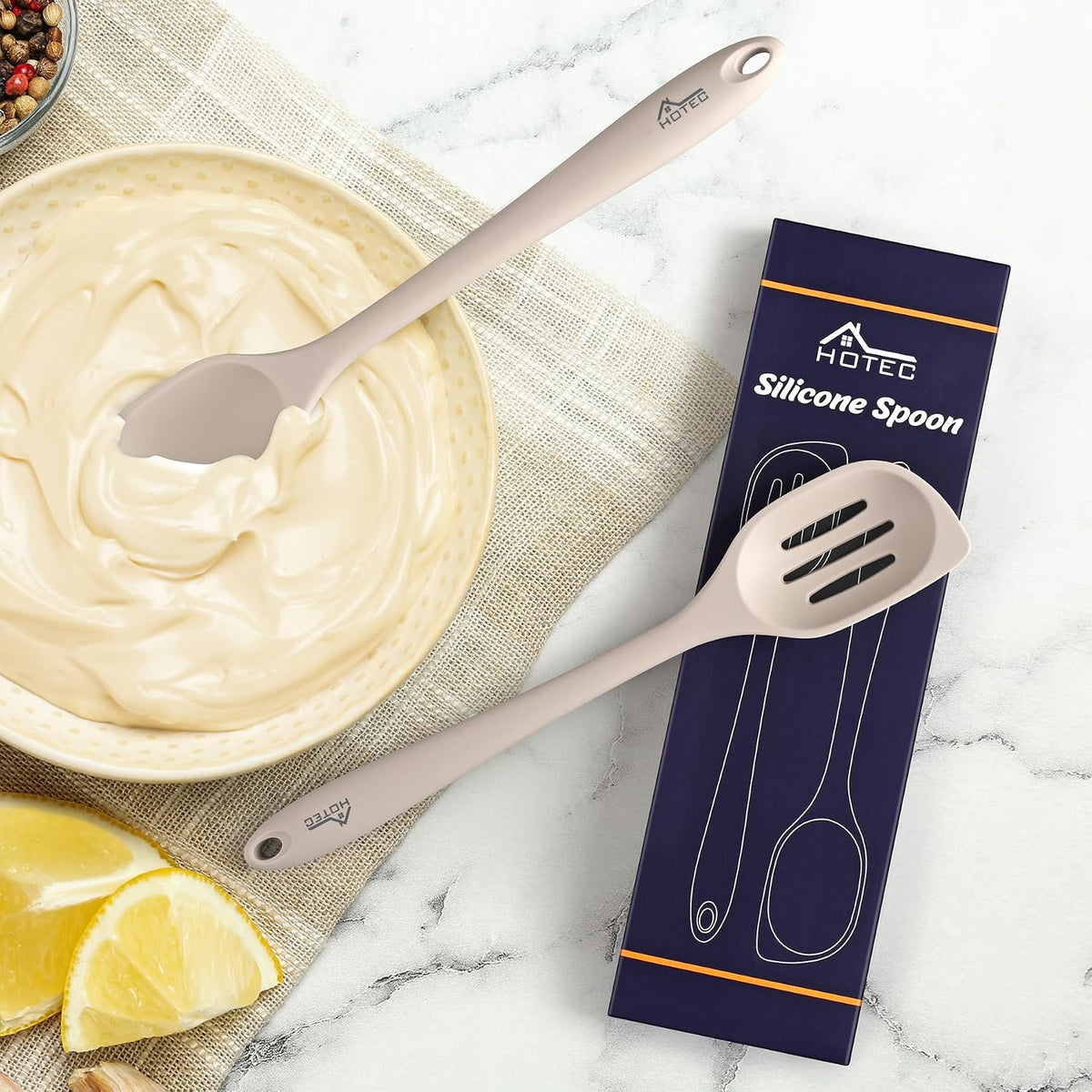 2-Pack 12.5 inch Silicone Cooking Spoon Spatula, Classic Blue