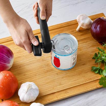 Manual Can Opener, Easy to Use, Hand Held with Soft Grip Single Handle, Clean Cutting, Large, Black