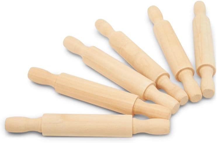 Wooden Mini Rolling Pin, 5 Inches Long, Pack of 6, Great for in The Kitchen and Crafting, Party Favors