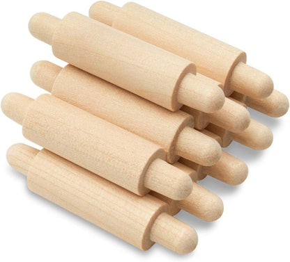 Wooden Mini Rolling Pin, 5 Inches Long, Pack of 6, Great for in The Kitchen and Crafting, Party Favors