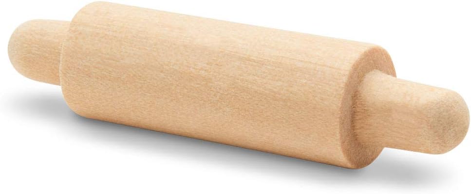 Wooden Mini Rolling Pin, 5 Inches Long, Pack of 6, Great for in The Kitchen and Crafting, Party Favors