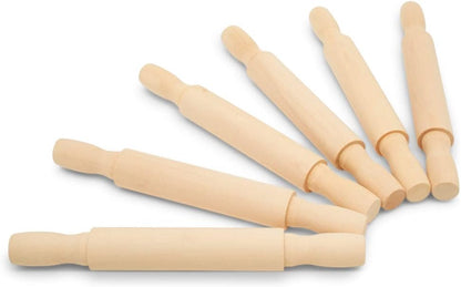 Wooden Mini Rolling Pin, 5 Inches Long, Pack of 6, Great for in The Kitchen and Crafting, Party Favors