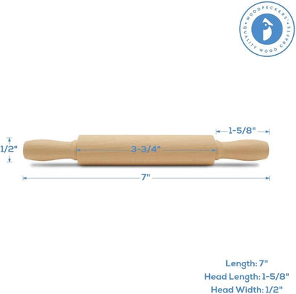 Wooden Mini Rolling Pin, 5 Inches Long, Pack of 6, Great for in The Kitchen and Crafting, Party Favors