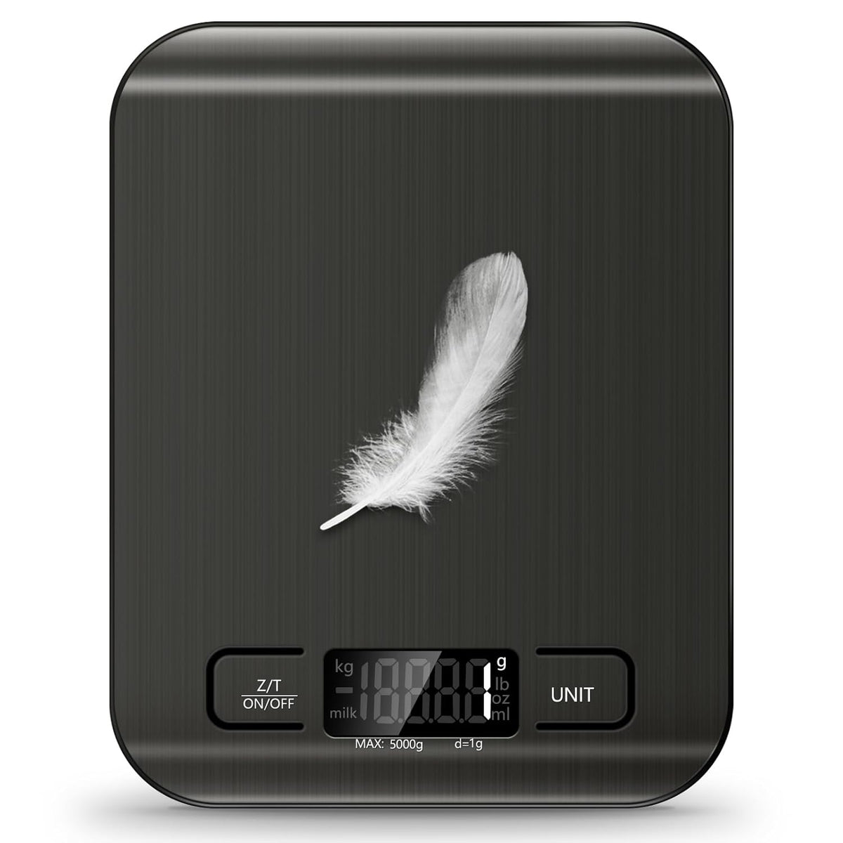 Food Scale, 11lb Kitchen Scale with 6 Units Tare Function & LCD Display, 0.05oz/1g Stainless Steel Digital Food Scale Grams and Ounces for Baking, Cooking, Dieting and Meal Prep (Batteries Included)