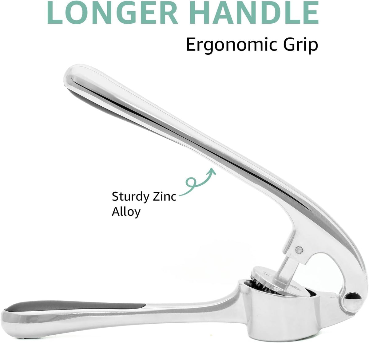 Garlic Press Crusher & Mincer – Easy Squeeze Ergonomic Handle, Heavy Duty Zinc Alloy, Dishwasher Safe, Includes Peeler & Cleaning Brush – Garlic Ginger Crusher Tool (Black)