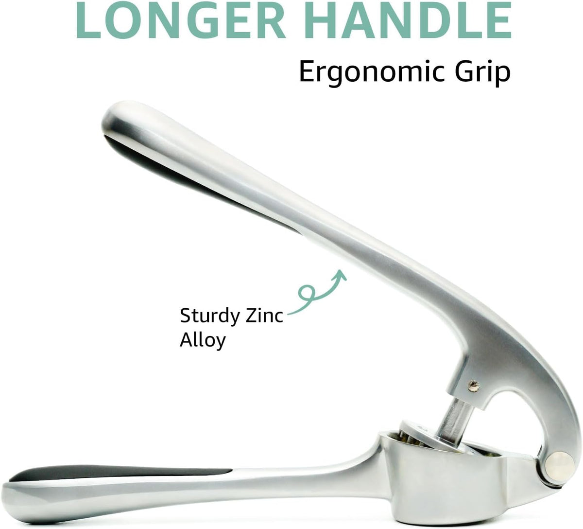 Garlic Press Crusher & Mincer – Easy Squeeze Ergonomic Handle, Heavy Duty Zinc Alloy, Dishwasher Safe, Includes Peeler & Cleaning Brush – Garlic Ginger Crusher Tool (Black)