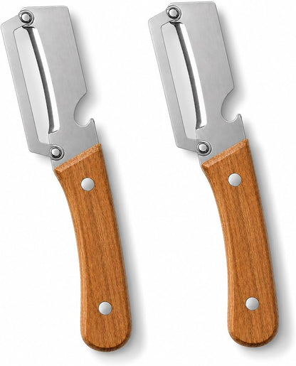 2-in-1 Multifunctional Vegetable Peeler, Wooden Handle & Bottle Opener Stainless Steel Potato Peeler, Kitchen Peeler for Fruits and veggies (Left Hand Version)
