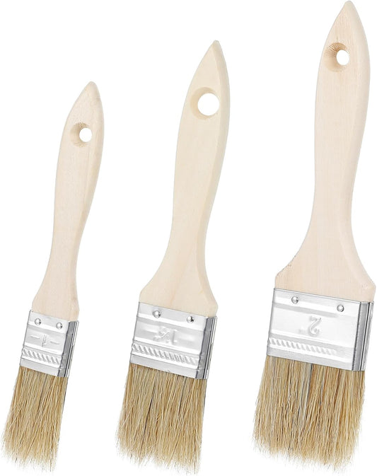 3Pcs Natural Bristle Pastry Brush, Pastry Brush Wooden Handle Basting and BBQ Brushes Kitchen Baking Brushes for Cooking, Butter, Oil, Grilling & Baking Easy Clean Durable Kitchen Culinary Utensil