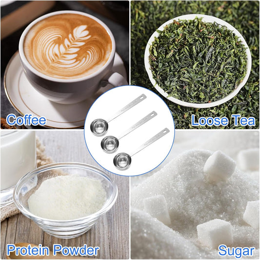 Coffee Measuring Scoop 1 Tablespoon long handle Stainless Steel spoon for Coffee, Milk Powder, Fruit Powder, Set of 5