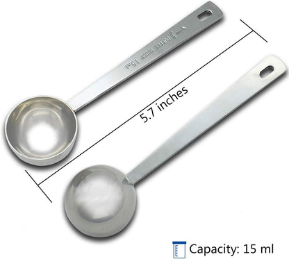 Coffee Measuring Scoop 1 Tablespoon long handle Stainless Steel spoon for Coffee, Milk Powder, Fruit Powder, Set of 5