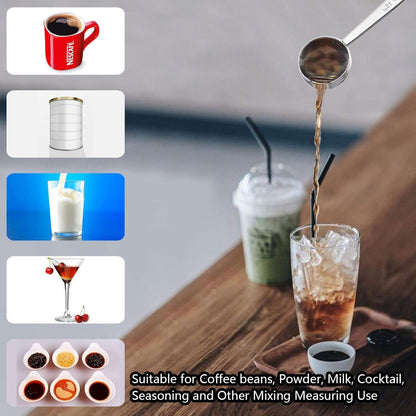 Coffee Measuring Scoop 1 Tablespoon long handle Stainless Steel spoon for Coffee, Milk Powder, Fruit Powder, Set of 5