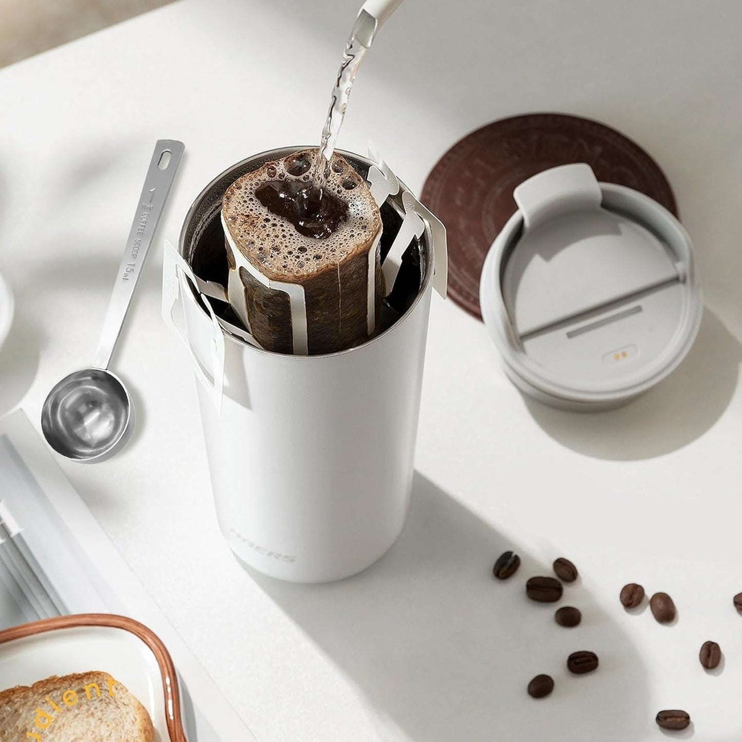 Coffee Measuring Scoop 1 Tablespoon long handle Stainless Steel spoon for Coffee, Milk Powder, Fruit Powder, Set of 5