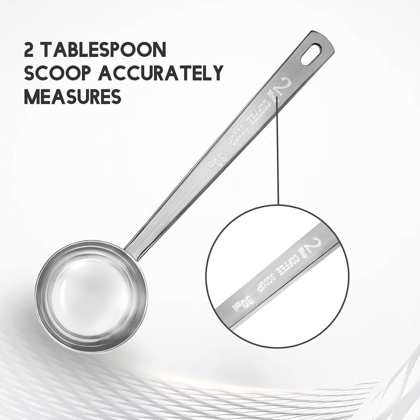 Coffee Measuring Scoop 1 Tablespoon long handle Stainless Steel spoon for Coffee, Milk Powder, Fruit Powder, Set of 5