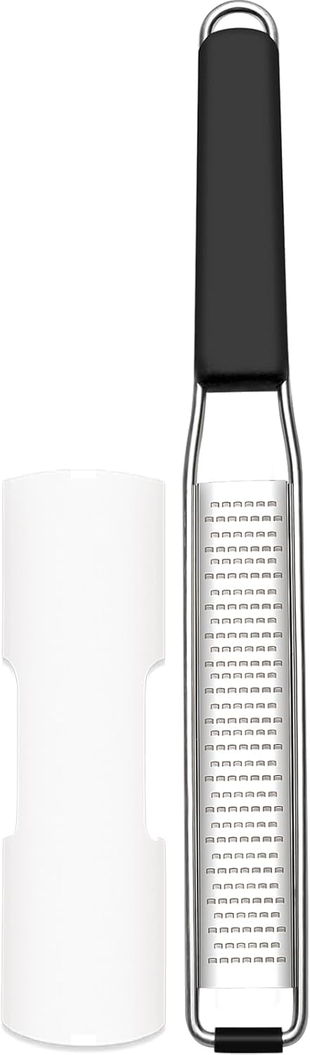Lemon Zester Grater Three-piece Suit - Heavy Duty Kitchen Tool for Parmesan Cheese, Ginger, Garlic, Nutmeg, Chocolate, Vegetables，Fruits，Stainless Steel Grater Dishwasher Safe Black