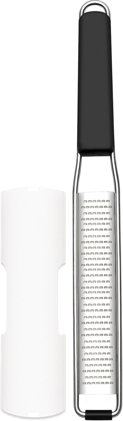 Lemon Zester Grater Three-piece Suit - Heavy Duty Kitchen Tool for Parmesan Cheese, Ginger, Garlic, Nutmeg, Chocolate, Vegetables，Fruits，Stainless Steel Grater Dishwasher Safe Black