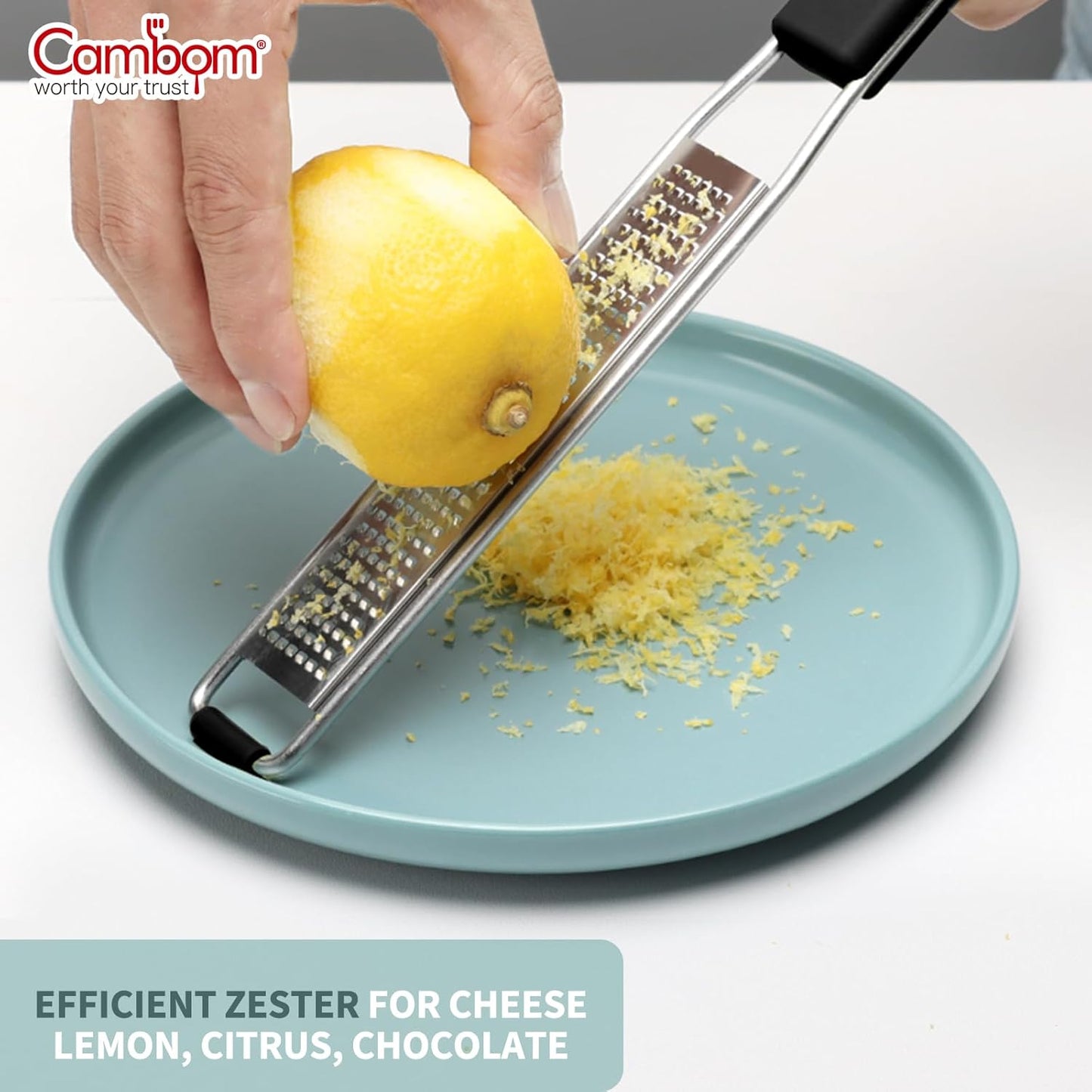 Lemon Zester Grater Three-piece Suit - Heavy Duty Kitchen Tool for Parmesan Cheese, Ginger, Garlic, Nutmeg, Chocolate, Vegetables，Fruits，Stainless Steel Grater Dishwasher Safe Black