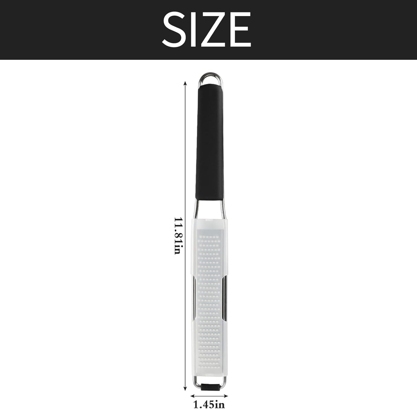 Lemon Zester Grater Three-piece Suit - Heavy Duty Kitchen Tool for Parmesan Cheese, Ginger, Garlic, Nutmeg, Chocolate, Vegetables，Fruits，Stainless Steel Grater Dishwasher Safe Black