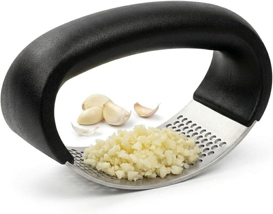 Stainless Steel Garlic Press, Ergonomic Rocker Style Garlic Crusher with Non-Slip Handle, Professional Ginger Mincer, Food Grade, Easy to Clean