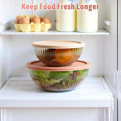 Glass Mixing Bowls with Lids Sets, 4 PCS Serving Bowls for Party or Kitchen
