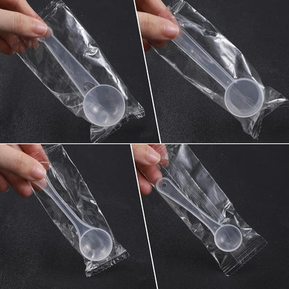4 Pcs Measuring Spoons Set, Clear Long Handle Plastic Measuring Spoons Coffee Protein Milk Powder Scoops Spoon Kitchen Tools for Creatine Protein Formula Gram Measurings Scooper (1g/3g/5g/10g)