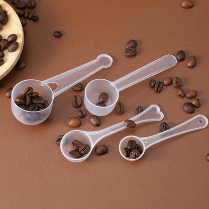 4 Pcs Measuring Spoons Set, Clear Long Handle Plastic Measuring Spoons Coffee Protein Milk Powder Scoops Spoon Kitchen Tools for Creatine Protein Formula Gram Measurings Scooper (1g/3g/5g/10g)