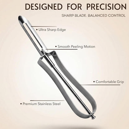 Stainless Steel Vegetable Peeler, Ergonomic Swivel Blade Potato Peeling Tool