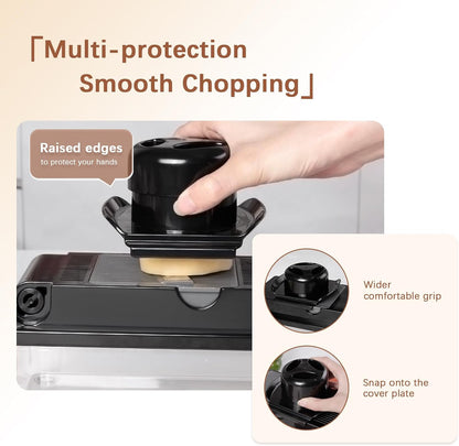 Professional Multifunctional Vegetable Chopper Pro Food Chopper with Food Storage Containers, Mandoline Slicer Onion Dicer Fruit Cutter, Kitchen Gadgets and Home Essentials(7 in 1, Black)