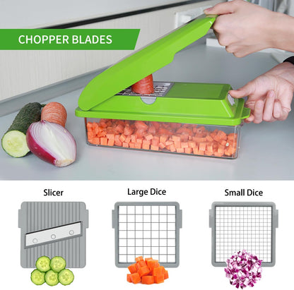 Professional Multifunctional Vegetable Chopper Pro Food Chopper with Food Storage Containers, Mandoline Slicer Onion Dicer Fruit Cutter, Kitchen Gadgets and Home Essentials(7 in 1, Black)