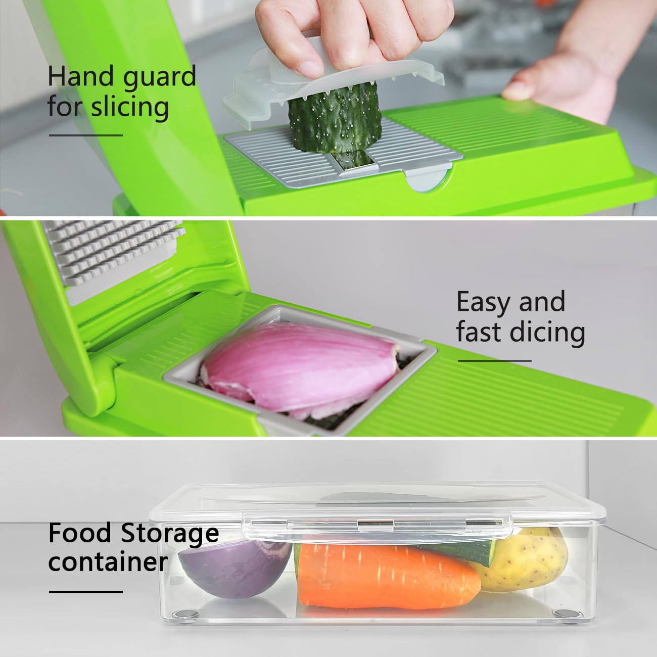 Professional Multifunctional Vegetable Chopper Pro Food Chopper with Food Storage Containers, Mandoline Slicer Onion Dicer Fruit Cutter, Kitchen Gadgets and Home Essentials(7 in 1, Black)