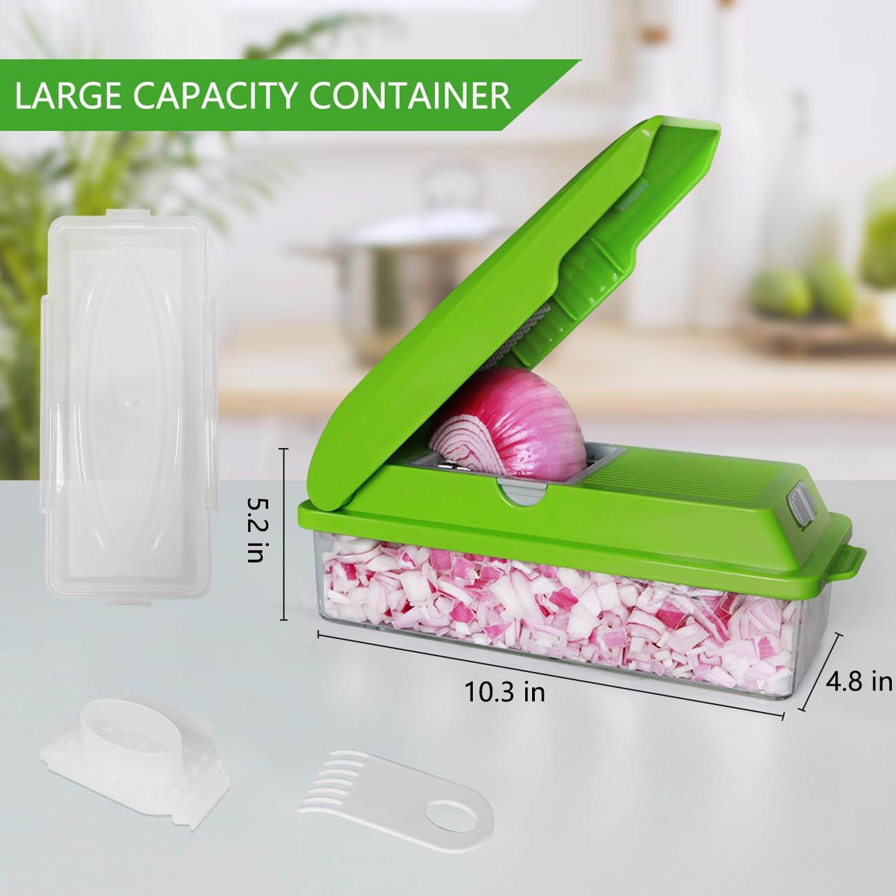 Professional Multifunctional Vegetable Chopper Pro Food Chopper with Food Storage Containers, Mandoline Slicer Onion Dicer Fruit Cutter, Kitchen Gadgets and Home Essentials(7 in 1, Black)