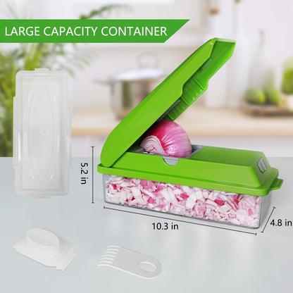 Professional Multifunctional Vegetable Chopper Pro Food Chopper with Food Storage Containers, Mandoline Slicer Onion Dicer Fruit Cutter, Kitchen Gadgets and Home Essentials(7 in 1, Black)