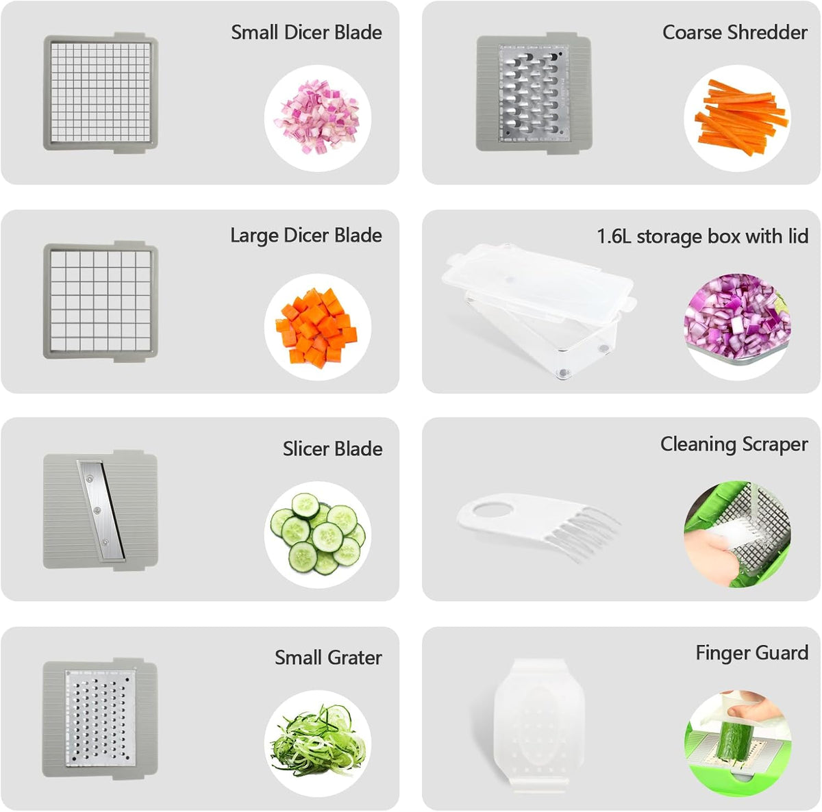 Professional Multifunctional Vegetable Chopper Pro Food Chopper with Food Storage Containers, Mandoline Slicer Onion Dicer Fruit Cutter, Kitchen Gadgets and Home Essentials(7 in 1, Black)