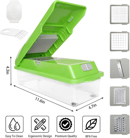 Professional Multifunctional Vegetable Chopper Pro Food Chopper with Food Storage Containers, Mandoline Slicer Onion Dicer Fruit Cutter, Kitchen Gadgets and Home Essentials(7 in 1, Black)