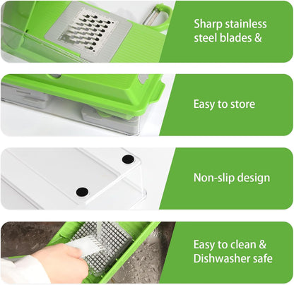Professional Multifunctional Vegetable Chopper Pro Food Chopper with Food Storage Containers, Mandoline Slicer Onion Dicer Fruit Cutter, Kitchen Gadgets and Home Essentials(7 in 1, Black)