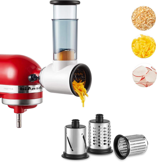 Slicer Shredder Attachment for KitchenAid Stand Mixer | Cheese Grater Attachment for KitchenAid Stand Mixer, Food Processor with 3 Blades