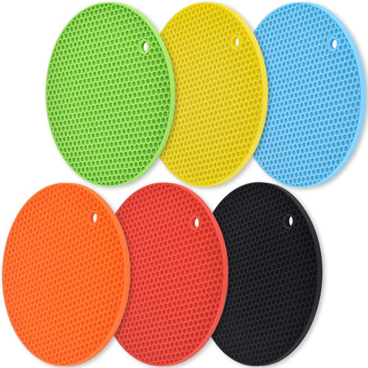 Silicone Trivets Mat, 6 Packs Multipurpose Non Slip Heat Resistant Pot Holder-Assorted Color