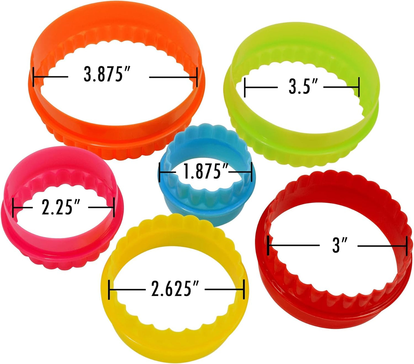 Round, Set of 6 Cookie & Biscuit Cutter Set, Sizes, Colors may vary