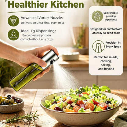 oil sprayer for cooking,olive oil sprayer100ml Light-Blocking Glass, Silver | Portion control mist for air fryer, salad, BBQ, refillable & reusable, fine mist olive oil kitchen sprayer, anti-drip