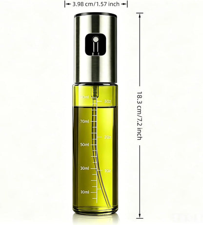 oil sprayer for cooking,olive oil sprayer100ml Light-Blocking Glass, Silver | Portion control mist for air fryer, salad, BBQ, refillable & reusable, fine mist olive oil kitchen sprayer, anti-drip