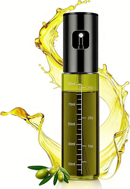 oil sprayer for cooking,olive oil sprayer100ml Light-Blocking Glass, Silver | Portion control mist for air fryer, salad, BBQ, refillable & reusable, fine mist olive oil kitchen sprayer, anti-drip