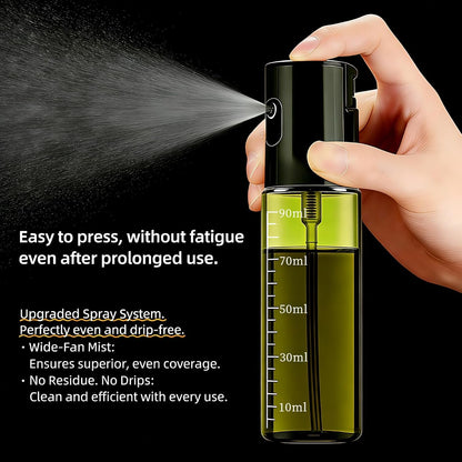 oil sprayer for cooking,olive oil sprayer100ml Light-Blocking Glass, Silver | Portion control mist for air fryer, salad, BBQ, refillable & reusable, fine mist olive oil kitchen sprayer, anti-drip