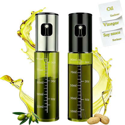 oil sprayer for cooking,olive oil sprayer100ml Light-Blocking Glass, Silver | Portion control mist for air fryer, salad, BBQ, refillable & reusable, fine mist olive oil kitchen sprayer, anti-drip