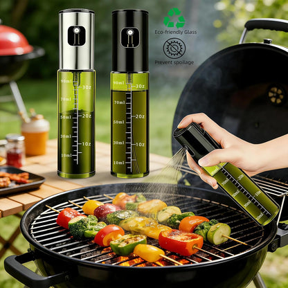 oil sprayer for cooking,olive oil sprayer100ml Light-Blocking Glass, Silver | Portion control mist for air fryer, salad, BBQ, refillable & reusable, fine mist olive oil kitchen sprayer, anti-drip