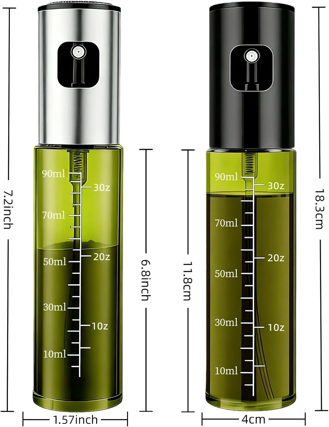 oil sprayer for cooking,olive oil sprayer100ml Light-Blocking Glass, Silver | Portion control mist for air fryer, salad, BBQ, refillable & reusable, fine mist olive oil kitchen sprayer, anti-drip