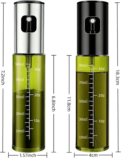 oil sprayer for cooking,olive oil sprayer100ml Light-Blocking Glass, Silver | Portion control mist for air fryer, salad, BBQ, refillable & reusable, fine mist olive oil kitchen sprayer, anti-drip