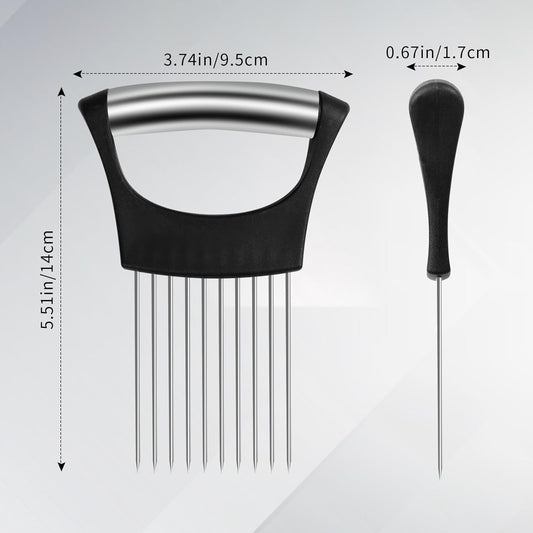 Onion Slicer Holder,Stainless Steel Onion Slicer for Slicing of Onions,Potato,Tomatoes,Avocados,Eggs and Vegetables(2PCS Black)