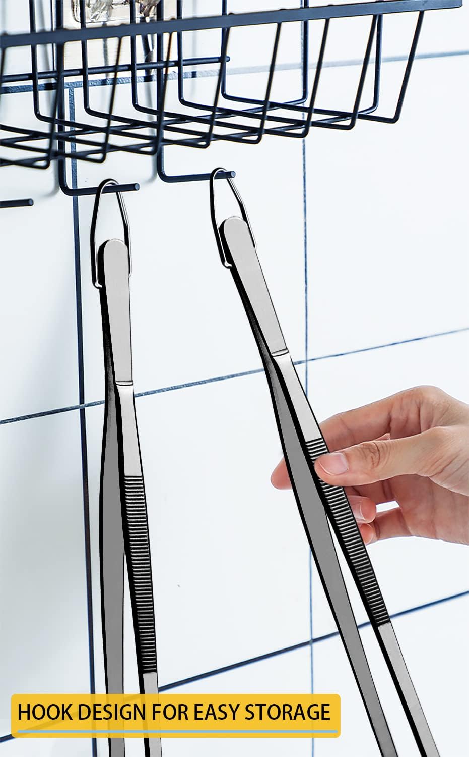 2 Pcs 12-Inch Kitchen Tweezers Fine Tweezer Tongs, Extra-Long Stainless Steel Cooking Tweezers (Silver)